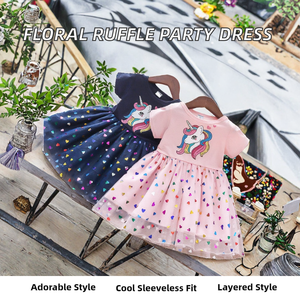 Abito Estivo Elegante per Bambine con Fiori e Balze Stratificate in Pizzo, <span class=keywords><strong>Vestito</strong></span> da Principessa Senza Maniche per Feste di Compleanno - Product Image 2
