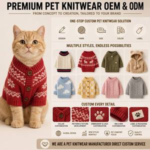 FNJIA Maglione Personalizzato per Animali Domestici, Abbigliamento per Cani e <span class=keywords><strong>Conigli</strong></span>, Cardigan Bianco Lavorato a Maglia con Bottoni e Scollo a V - Product Image 5