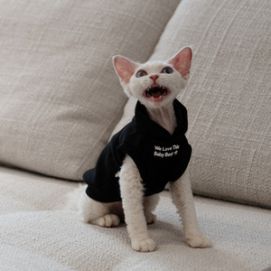 Pakaian Anjing dan Kucing Klasik Hitam yang Modis untuk Aktivitas Sehari-hari, Pakaian Desainer untuk Kucing, Gaya Empat Musim, Pakaian Hangat untuk Kucing Tanpa Bulu - Product Image 5