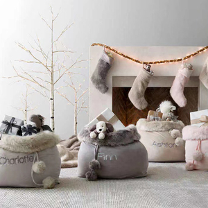 Reusable Luxury Christmas Decoration Gift Candy Bag Sublimation Blank Velvet <strong>Santa</strong> <strong>Sacks</strong> With Pom Pom <strong>Large</strong> Size New Design - Product Image 5
