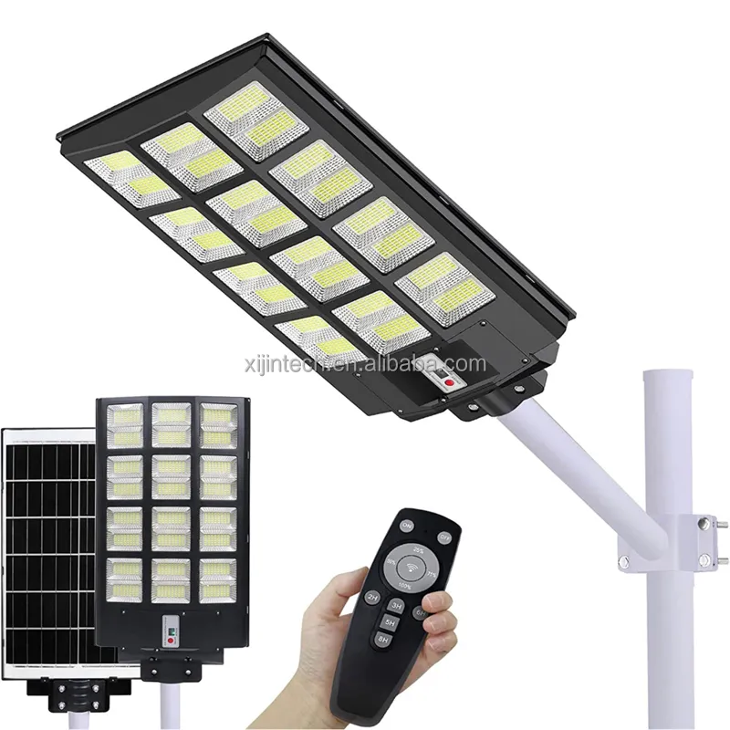 Haute lumens étanche IP67 boîtier de lampe panneau intégré led ensemble complet de lampadaire solaire extérieur