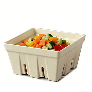 Bol de service carré beige en gros avec trous de drainage pour pique-niques, barbecues et fêtes - Product Image 5