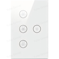 Lampe de plafond/murale 240V/100V, PC durable, panneau tactile 10A, interrupteur intelligent pour ventilateur, commande marche/arrêt, variateur de vitesse à distance, compatible Alexa/Google Home