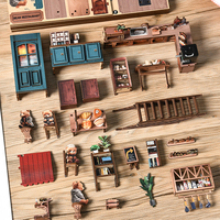 Rompecabezas 3D de Madera para Hacer uno Mismo, un Rincón de Lectura y una Casa de Muñecas en Miniatura con Juego de Muebles para Modelismo