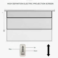 Layar proyektor bermotor 84 inci 100 inci 120 inci dinding bioskop rumah layar proyeksi listrik ukuran kustomisasi