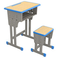 Bureaux et chaises d'école en acier inoxydable réglables en hauteur et épaissis, design moderne et minimaliste pour les écoles primaires, secondaires et supérieures