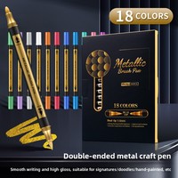 Marqueur acrylique métallique double tête DIY, séchage rapide, étanche, pointe rigide, stylo haute luminosité, écriture double face pour l'art