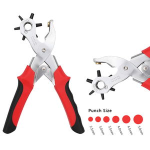 Adjustable Smooth Cutting <strong>Leather</strong> <strong>Belt</strong> <strong>Hole</strong> <strong>Puncher</strong> 3 Years Industrial Set with Custom Logo Silver Steel Grip Copper Material - Product Image 1