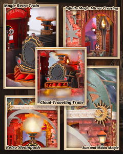 Kit DIY de train miniature pour bibliothèque - Puzzle en bois 3D avec lumière LED, décoration rétro steampunk pour étagère, pour adultes et adolescents (183 pièces) - Product Image 3
