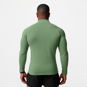 T-shirt de sport pour homme à manches longues, à séchage rapide, uni, pour la course à pied, la remise en forme, avec fermeture éclair, en polyester et élasthanne, fabrication sur mesure - Product Image 4