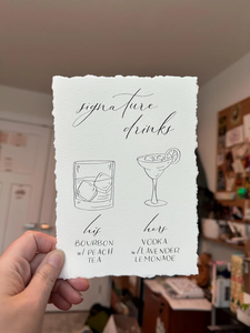 การ์ดเชิญทำจากผ้าฝ้ายแบบมีขอบตกแต่งด้วยกระดาษสำหรับงานแต่งงานเมนูบาร์และเครื่องดื่มแบบสั่งทำ - Product Image 4