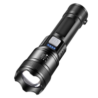 Lampe Torche LED Puissante à Longue Portée, Rechargeable, Étanche et Portable, avec Affichage Électronique en Plastique