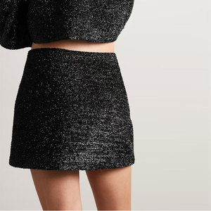 <span class=keywords><strong>Mini</strong></span> <span class=keywords><strong>jupes</strong></span> noires A-Line personnalisées pour femmes tricots design décontracté élégant et sexy du fabricant vêtements tricotés <span class=keywords><strong>très</strong></span> courts - Product Image 3