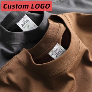 T-shirt de luxe en coton épais de haute qualité pour homme, t-shirt uni, t-shirt personnalisé, t-shirt surdimensionné brodé - Product Image 1