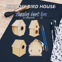 Kit de décoration de jardin d'extérieur pour enfants, nichoir et cage à oiseaux en bois à peindre soi-même, à suspendre