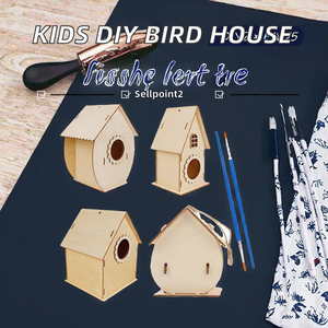 <span class=keywords><strong>Casa</strong></span> para Pájaros de <span class=keywords><strong>Madera</strong></span> para Pintar y Decorar, Juego de Graffiti para Niños, Decoración de Jardín para Colgar al Aire Libre - Product Image 2