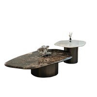 Table basse carrée en marbre naturel de style italien F&J Home, ensemble modulaire de forme personnalisée, design moderne minimaliste, acier inoxydable