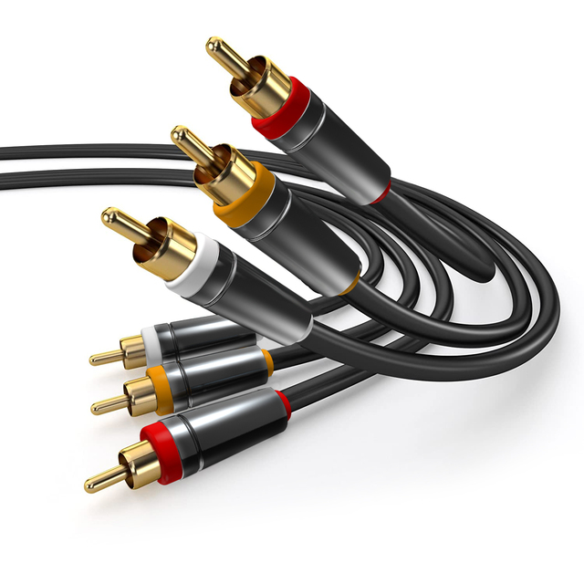 OEM High Fidelity Quality Hifi Cavo Gold Plated 3 RCA Audio Stereo Video Cable AV Kabel 3RCA Cable