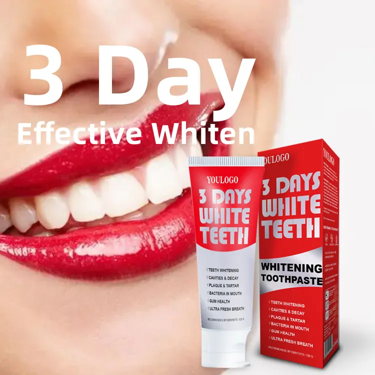 Kem đánh răng nhà sản xuất mới R & D tự nhiên hiệu quả trong vòng 3 ngày hiệu quả trong răng làm trắng kem đánh răng công thức