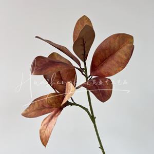 <b>Artificial</b> Magnolia Branch With Fruit Brown Leaves PVC Home Decor Flower Arrangement - Product Image 4