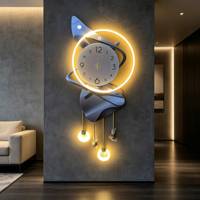Horloge murale décorative LED abstraite en métal, lampe créative suspendue, décoration murale pour la maison, hôtel, décoration intérieure