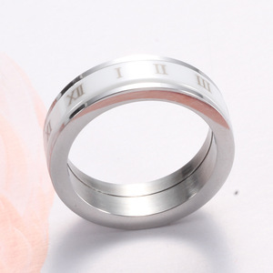 Ceramic Roman Numeral Personalized Rotating Stainless Steel <b>Ring</b> For Women White Gift Jewelry - Product Image 3
