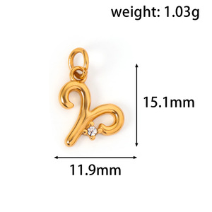 Dije de <span class=keywords><strong>Signo</strong></span> Zodiacal de Circonita Cúbica, Joyería DIY de Alta Calidad, Acero Inoxidable Dorado, <span class=keywords><strong>Signo</strong></span> Zodiacal Constelatorio - Product Image 6