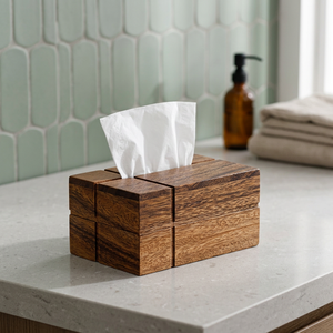 Boîte à mouchoirs en bois massif faite à la main, porte-mouchoirs en bois, distributeur de serviettes rustique, décoration pour la maison, le bureau, l'hôtel, le restaurant - Product Image 2