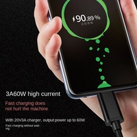 PD60W3A jalur Data tipe-c, kepala ganda 10Gbps untuk komputer ponsel dan Hard Disk PVC pengisian cepat