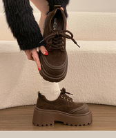 Chaussures Oxford à plateforme en daim, talon épais compensé, rehaussantes, à lacets, bout rond, style vintage décontracté, support OEM ODM personnalisé