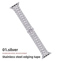Compatible avec les montres intelligentes dotées d'un bracelet en acier inoxydable avec bord métallique et fermoir papillon (22 mm)