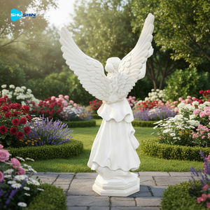 تمثال الإلهة فيكتوريا من الرخام الأبيض الطبيعي، تمثال مستوحى من منتصف القرن للحدائق والكنائس، منحوت يدويًا ومتين - Product Image 3