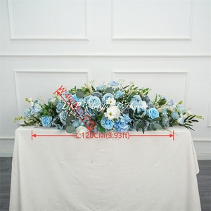 DKB Factory Wholesale Wedding Decor Customized Silk Flower Runner Flower Row Greenny Strips White and Green Decorative - Product Image 2
