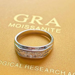 Probador de paso de anillo de plata 925 de moissanita VVS de media eternidad hecho a medida con certificado GRA - Product Image 3