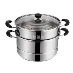 หม้อนึ่งสแตนเลสสามชั้นหนาพิเศษอเนกประสงค์ หม้อซุปสองชั้นพร้อมฝาปิดสำหรับทำอาหารในครัว - Product Image 3