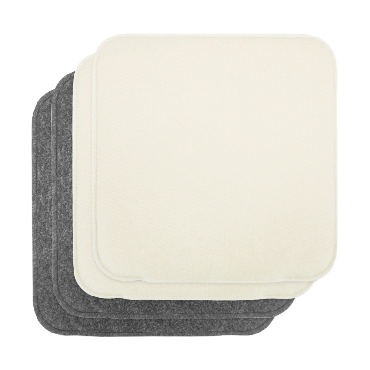 Grey Square Felt Seat Cushion mit Memory Foam Filling Size 35x35cm Set von 4