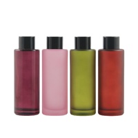 Botol dan Stoples Kosmetik Kaca Buram Coklat Pink Hijau, Alas Tebal Silinder, Kemasan Lotion Serum Minyak Esensial 100ml