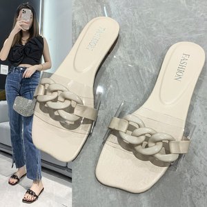 Yongge <span class=keywords><strong>2022</strong></span>, nuevo estilo para mujer, zapatillas de ballet, sandalias de verano sin cordones con fondo plano, ropa de abrigo transparente - Product Image 1