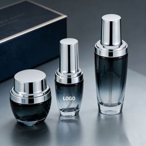 Manufacturer Direct Stock Glass Beauty Bottles with Lids Black Serum Vials Cream <b>Jars</b> Pump Bottles with <b>Small</b> Batch Custom - Product Image 1