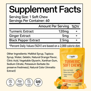 Bonbons à mâcher au curcuma avec gingembre naturel et poivre noir, technologie d'émulsification à base d'huile, marque blanche, pour la santé des articulations - Product Image 2