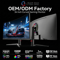Monitor Curvo para Juegos de 34 Pulgadas, 165Hz, 1ms, 1500R, 4K UHD, Venta al Por Mayor de Fábrica, para Monitores LCD, Monitores de PC