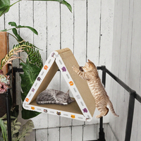 Griffoir de luxe double face pour chat, type cabane en bois personnalisée, en carton/papier, pour chatons, pour l'entraînement et le tranchage des griffes