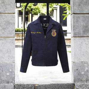 Veste de moto en velours côtelé 100% coton unisexe haut de gamme FFA Ami Kaji, style rétro américain, manches régulières, broderie, devant ample - Product Image 3