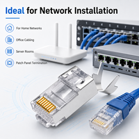 Connecteur RJ45 blindé Cat 7, fiche modulaire en deux parties, plaqué or 50 microns pour câble réseau Ethernet LAN, cordon de raccordement