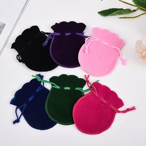 Pochettes à bijoux en velours faites à la main avec cordon de serrage, sacs de rangement compacts en forme de gourde pour chevillères, breloques et perles culturelles - Product Image 3