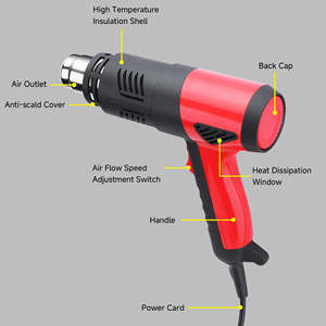 Souffleur d'air chaud électrique industriel 220V 2000W, mini, température réglable 350-550°C, portable et multifonctionnel pour - Product Image 2