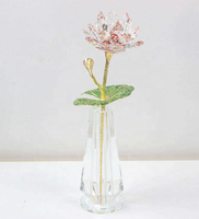 Magnifique figurine de fleur de lotus en cristal K9, vase, décorations pour la maison et les fêtes, idée cadeau souvenir pour anniversaire, Noël, remise de diplôme