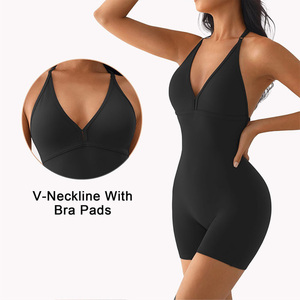 Wholesale Women's Scrunch Butt Backless Yoga Jumpsuit Tummy Control Compression Bodysuit Stretchy Sleeveless Sports Jumpsuit - Product Image 3