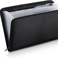 Carpeta de Archivos Familiar Transparente de 24 Bolsillos para Oficina en Casa, Bolsa de Documentos Ignífuga de Emergencia Tipo Acordeón con Cierre