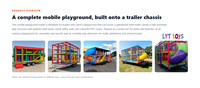 Aire de jeux mobile compacte sur roues avec piscine à balles, trampoline et jeux gonflables pour la location événementielle, les fêtes, les carnavals, les festivals et les foires de jeux pour enfants